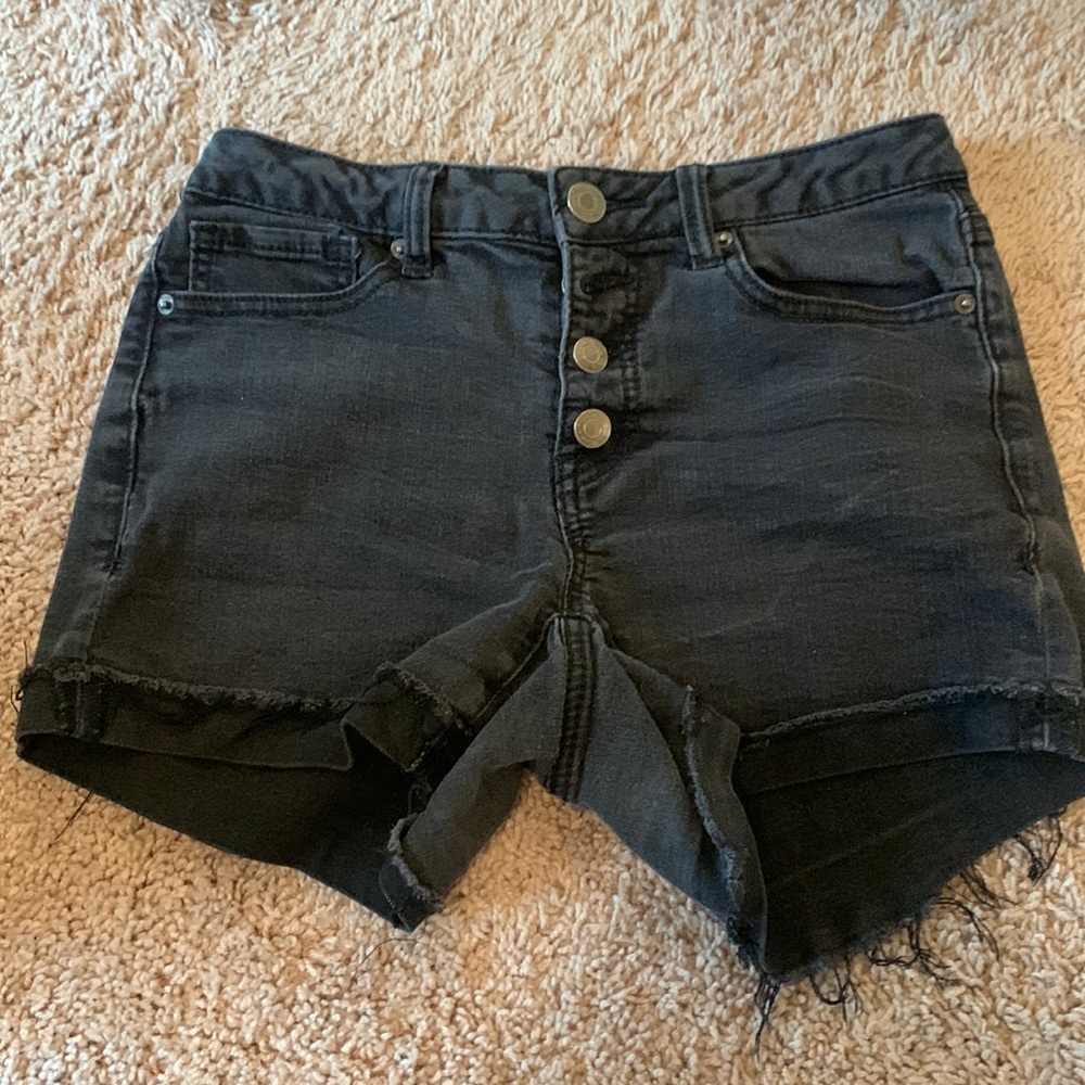 Black comfortable button up shorts